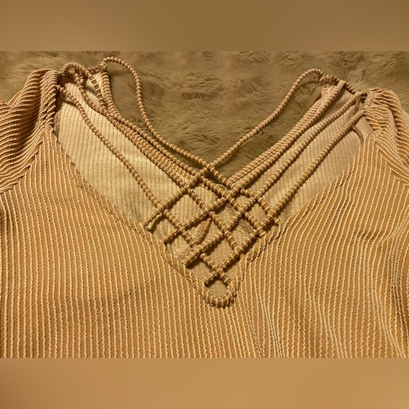 whiteroom + cactus - tan long sleeve mini dress large - Picture 3 of 8